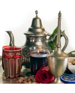 moroccan rose petal topped candle