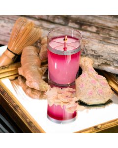 japanese peony petal topped candle